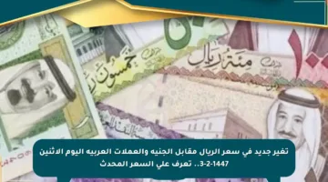 تغير جديد في سعر الريال مقابل الجنيه والعملات العربية اليوم الإثنين 3-2-1447.. تعرف على السعر المحدث